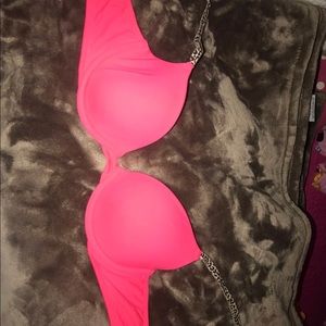 PINK Hot Pink Bra With Leopard Straps